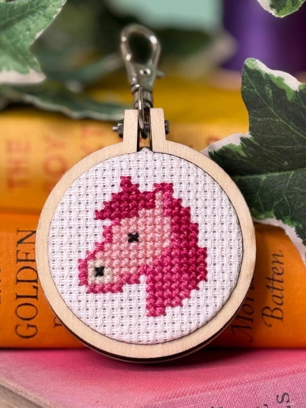 the pink pony club mini cross stitch kit