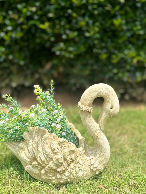 head down resin swan planter