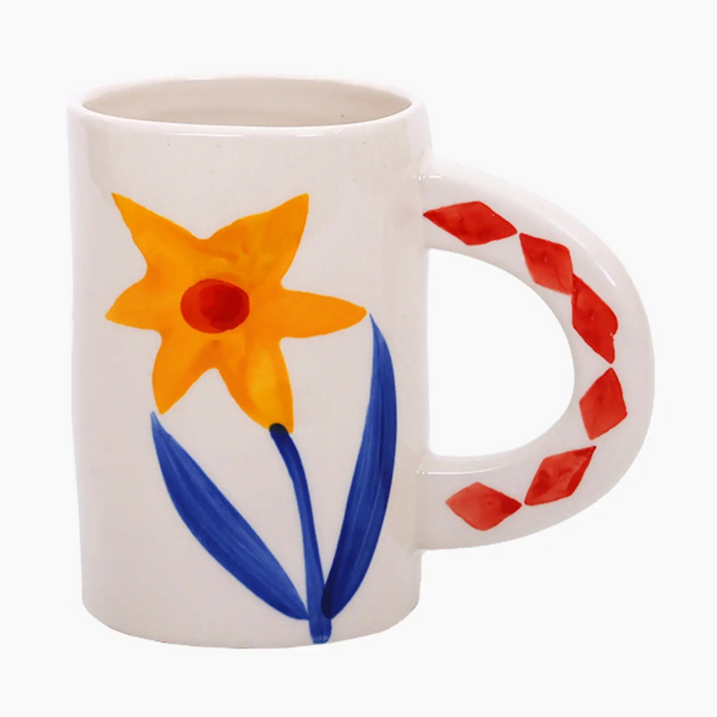 yellow flower ceramic coffee mug
