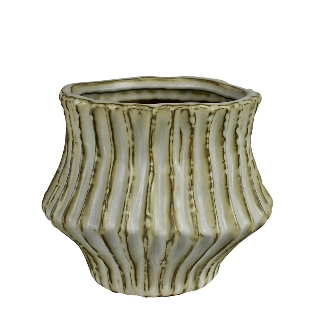 Stoneware Ribbed Cachepot