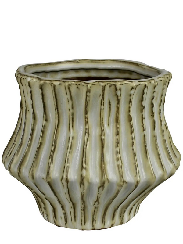 Stoneware Ribbed Cachepot
