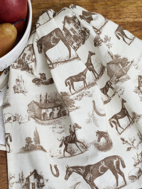 Horse Toile Kitchen Towel