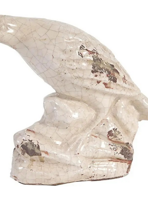 white antiqued crackle finish bird