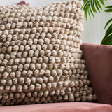 20x20 beige hand woven pillow