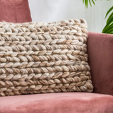 14x24 beige hand woven pillow