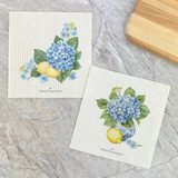 lemons and hydrangeas Swedish dish cloth (2 pack)
