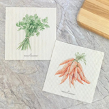 watercolor parsley and carrots Swedish dish cloth (set of 2)