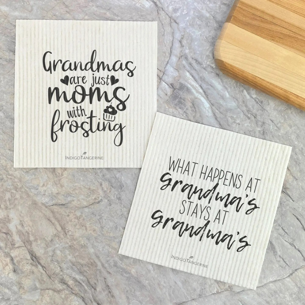 what happens at Grandma's, frosting Swedish dish cloth (set of 2)