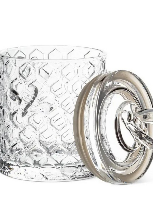 Honeycomb Jar with Bee On Sealed Lid-5"H