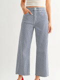 navy gingham barrel jean