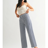 navy gingham barrel jean