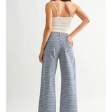 navy gingham barrel jean