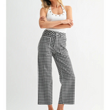 black gingham wide leg pants