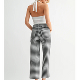 black gingham wide leg pants