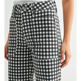 black gingham wide leg pants