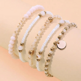 light pink multi beaded chain disc charm bracelet