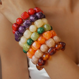 color block cube and circle stretch cord bracelet