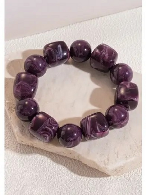 color block cube and circle stretch cord bracelet