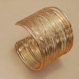 gold multi layer wire string cuff bangle bracelet