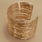 gold multi layer wire string cuff bangle bracelet