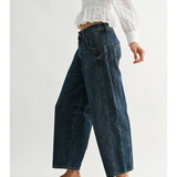 dark wash wide leg denim jeans