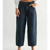 dark wash wide leg denim jeans