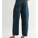dark wash wide leg denim jeans