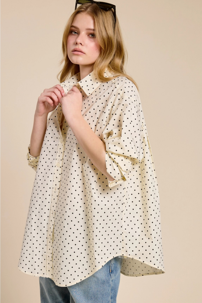 ivory classic polka dot top