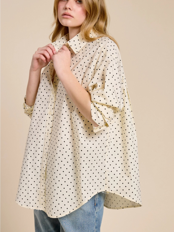 ivory classic polka dot top