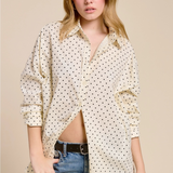 ivory classic polka dot top