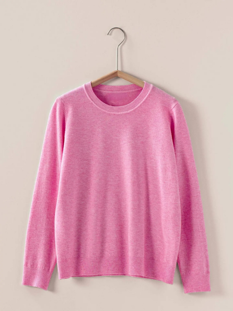 pink soft blend crewneck knit pullover