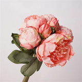 12" silk peony floral bouquet in pink