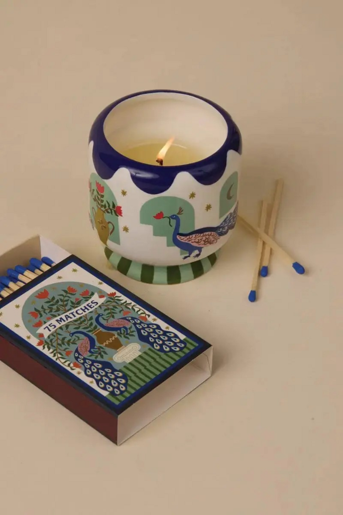 peacock misted lime candle