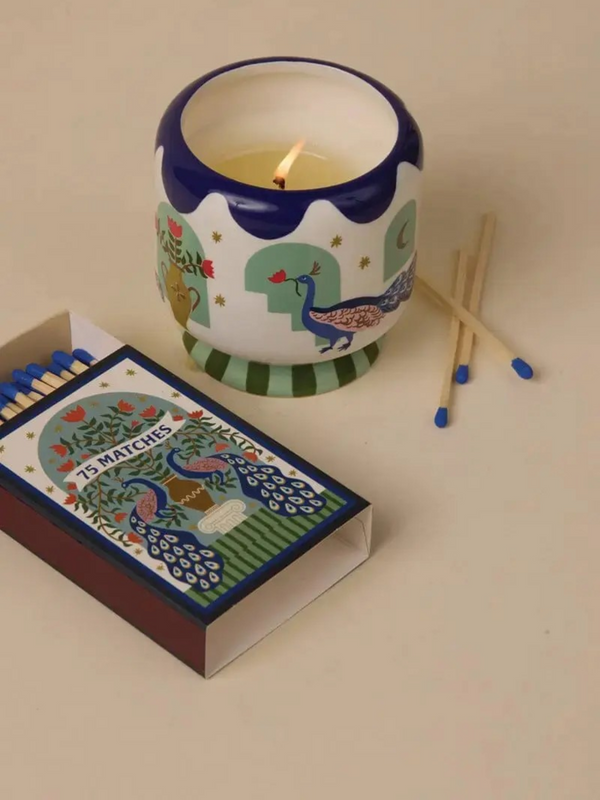 peacock misted lime candle