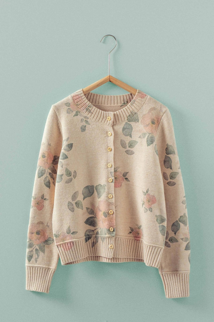 light beige floral print cardigan