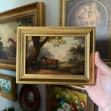 vintage style landscape and horse art print in a frame