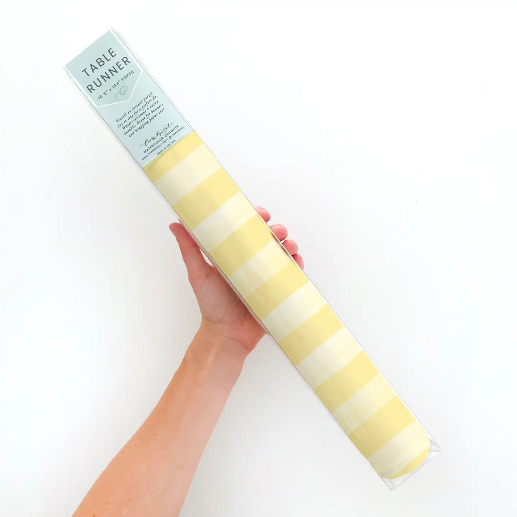 butter yellow striped paper table runner (16x96)
