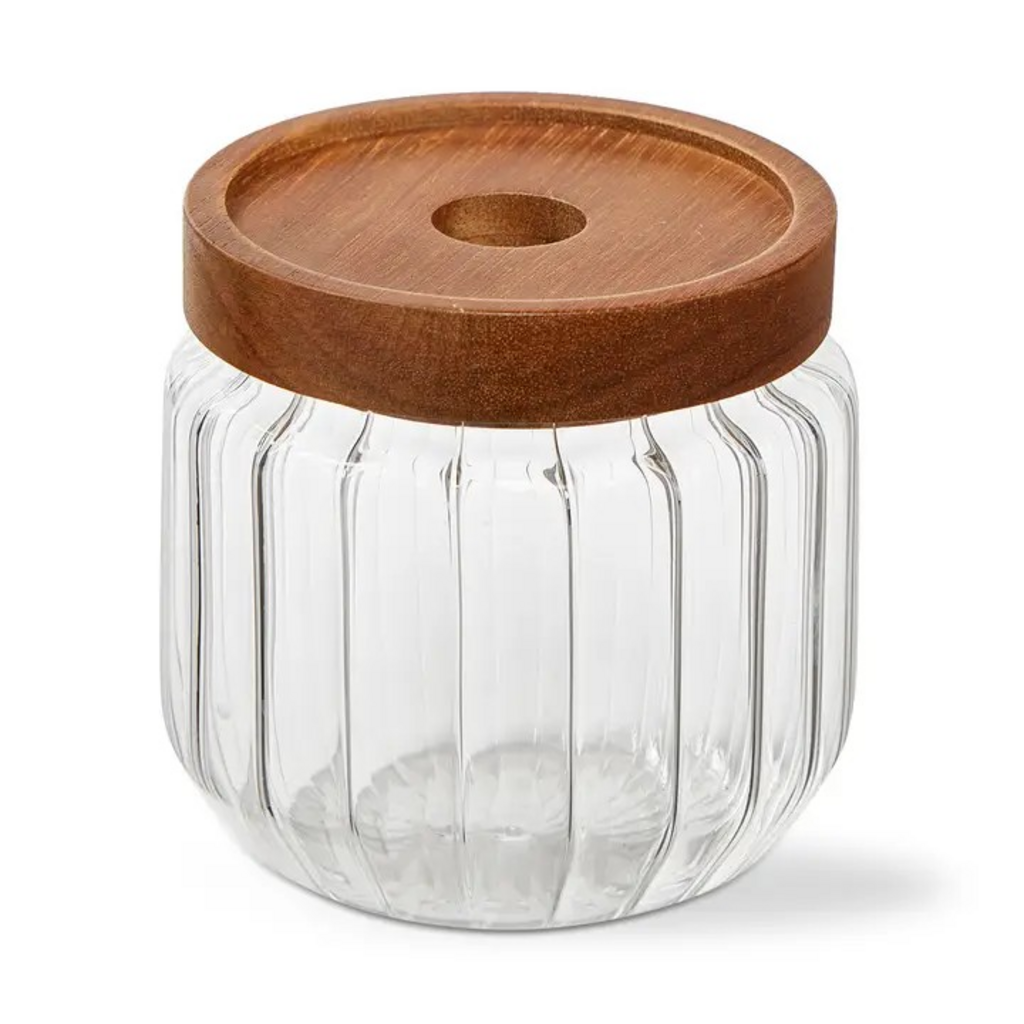 small ribbed glass canister