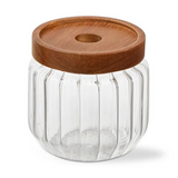 small ribbed glass canister