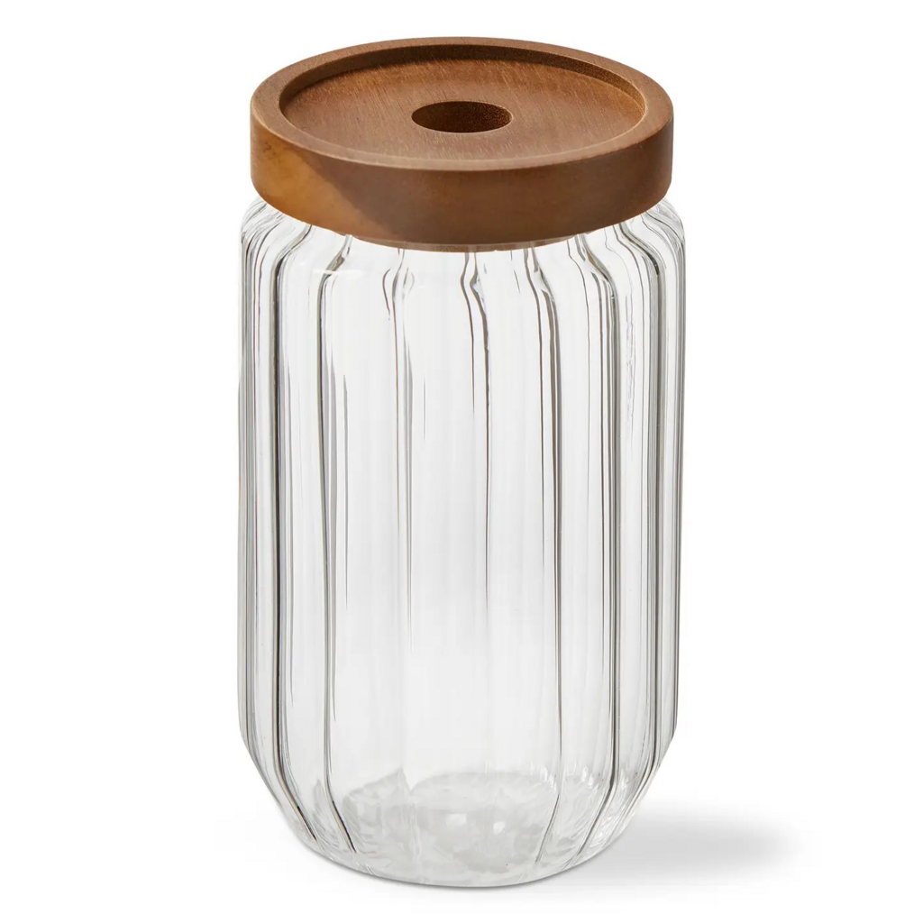large ribbed glass canister