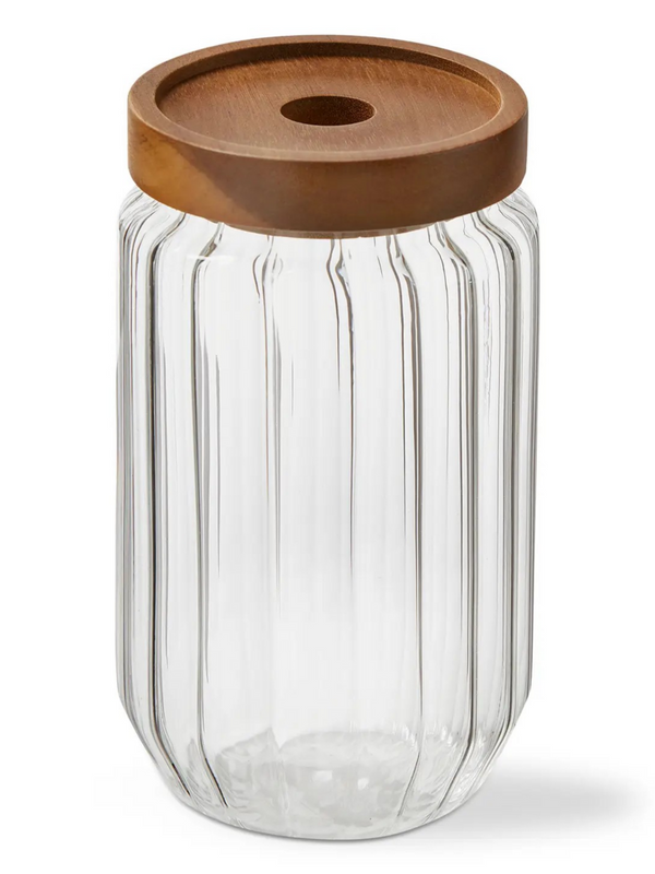 large ribbed glass canister
