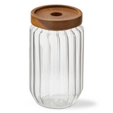 large ribbed glass canister