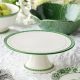 floral cake stand with green trim