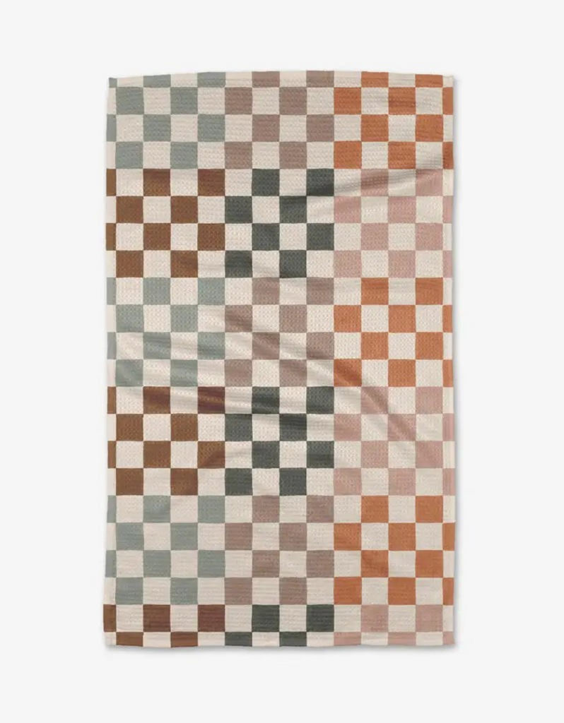 autumn checkers tea towel