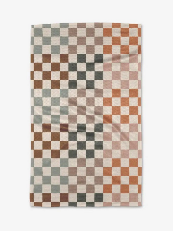 autumn checkers tea towel