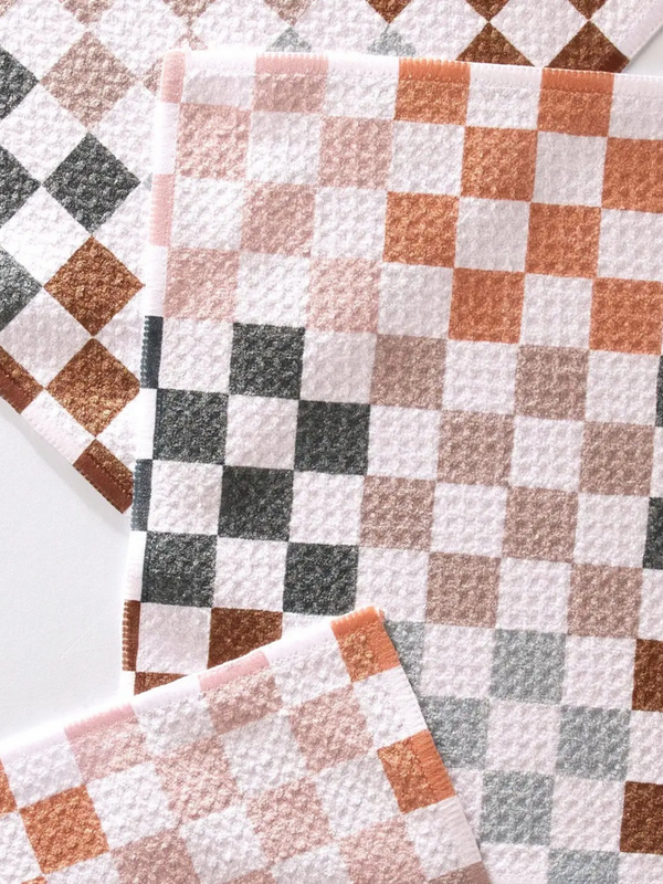 autumn checkers dishcloth set