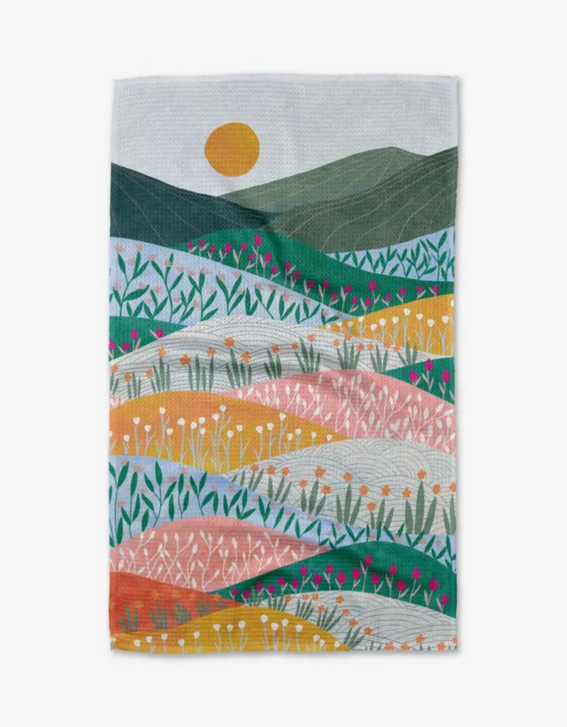 sunrise mountains tea towel