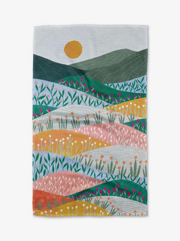 sunrise mountains tea towel
