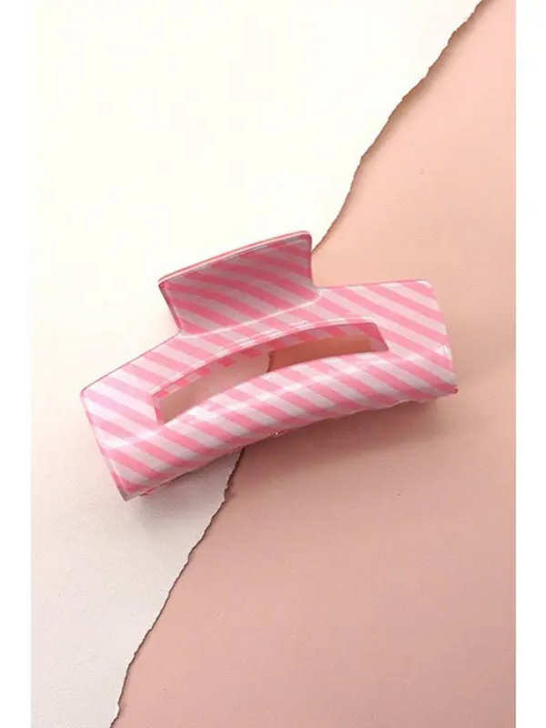 pink striped hair claw