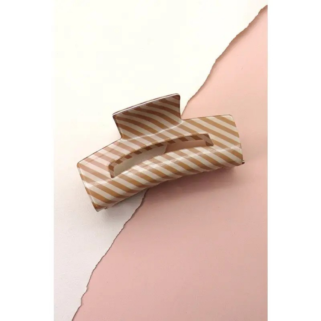 tan striped hair claw